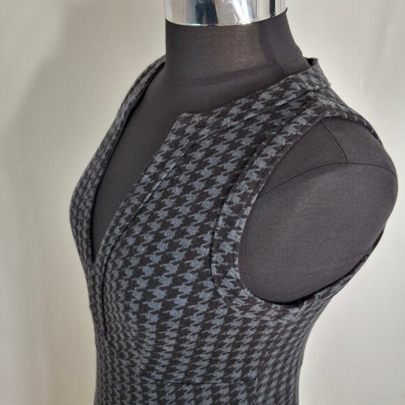 Banana Republic Sz 10 Houndstooth Soft Knit Sheath Bodycon Empire Dress - Picture 7 of 15